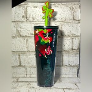 Starbucks 2023 Holiday Venti Ornament Cold Cup Tumbler w/ Straw Topper